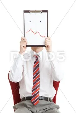 Portrait of boss holding paper with facial expression meaning trouble Stock Photos