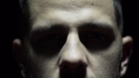 Portrait of boxer eyes face closeup. watching the camera Stock Footage 80861903