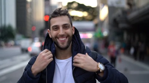 Portrait of a Boy at City Stock Footage 89728716