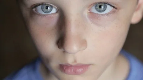 Portrait of a boy close-up Stock Footage 76449481