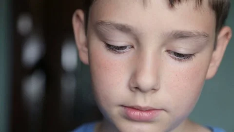 Portrait of a boy close-up Stock Footage 76449509