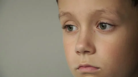 Portrait of a boy close-up. Rain sound Stock Footage 89933113