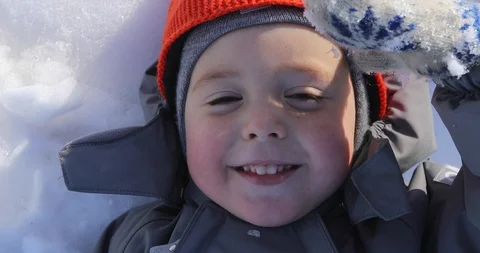 Portrait of a boy close up in winter Stock Footage 105290731