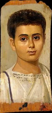 Portrait of the Boy Eutyches A.D. 100150 Roman Period The young teenage boy.. Stock Illustration