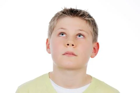 Portrait of boy looking up Foto stock