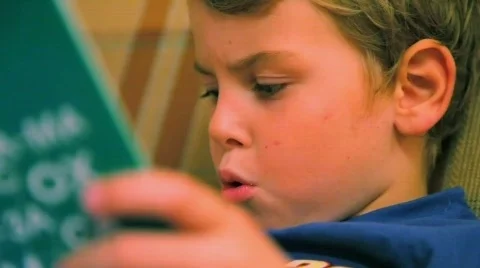 Portrait of boy reading book Video stock 584472