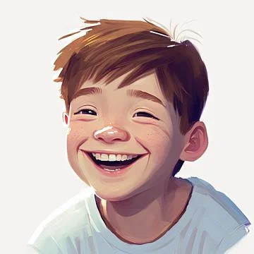 Portrait of boy with smile in white background Stock Illustration