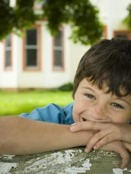Portrait of a boy smiling Fotos de archivo