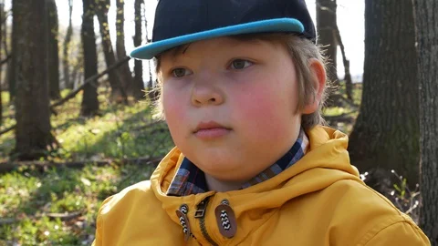 Portrait of a boy in spring forest. Stock-Footage 129191175