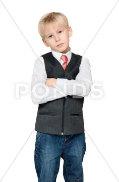 Portrait of the boy in vest and tie Stock Photos