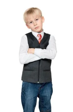 Portrait of the boy in vest and tie Stock Photos