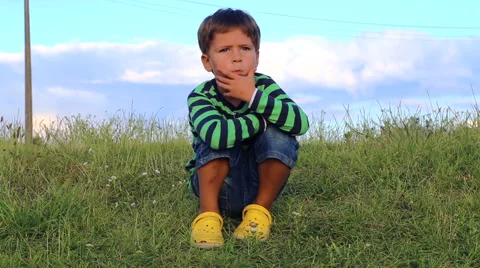 Portrait of a boy on a walk. Stock Footage 44193798