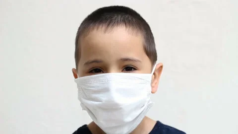 Portrait of boy wearing protective mask Stock Footage 133786232
