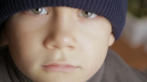 Portrait of a boy in winter hat. Full hd video Stock Footage 72152168