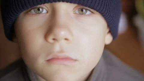Portrait of a boy in winter hat. Full hd video Stock Footage 73717152