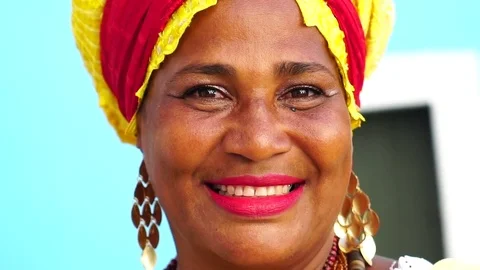 Portrait of Brazilian woman of African descent - Baiana Stock Footage