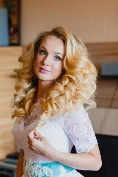 Portrait of the bride in an interior Stock Photos