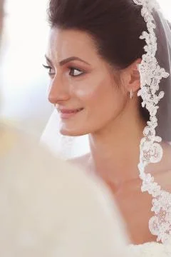 Portrait of a bride smiling Stock Photos