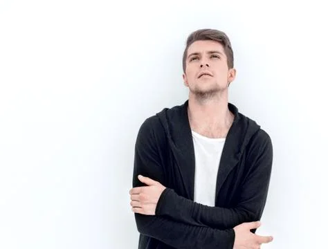 Portrait of a brooding guy in a hoodie Stock Photos