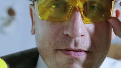 Portrait of a builder in a helmet close up. Stock Footage 81356826