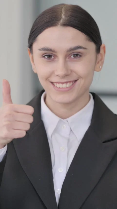 Portrait of Buisnessman Doing Thumbs Up, vertical Stock Footage 326293748