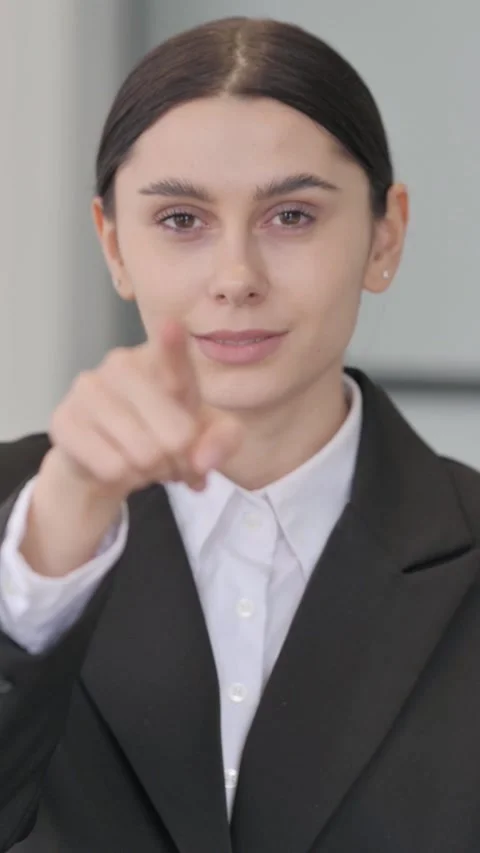 Portrait of Buisnessman Pointing at Camera, vertical Stock Footage 326293814