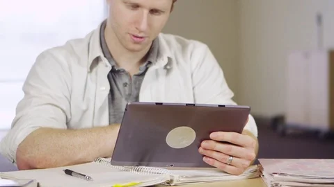 Portrait of business man using tablet Stock Footage 80268401