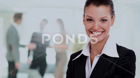 Portrait of a business woman looking happy and smiling Stock Photos