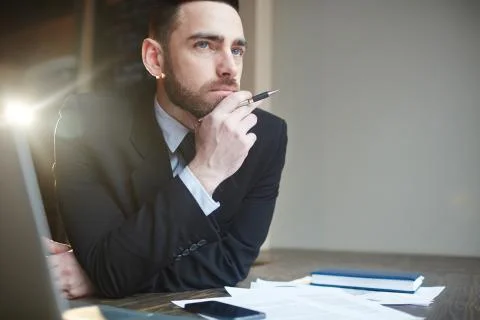 Portrait of Businessman Solving Problems 写真素材