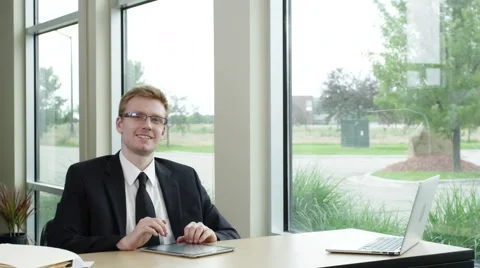 Portrait of businessman using tablet Video stock 67364543