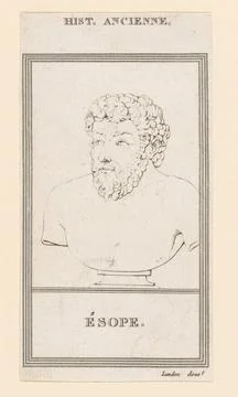 Portrait bust of aesopus.Portrasbust from aesopus in a rectangular frame. ... Stock Photos