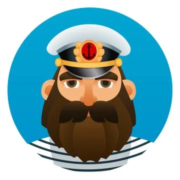 Portrait of captain. Cartoon image. Stock Illustration