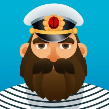 Portrait of captain. Cartoon image. Stock Illustration