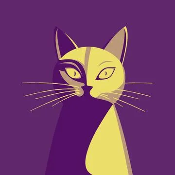 Portrait of a cat in the moonlight Stock Illustration