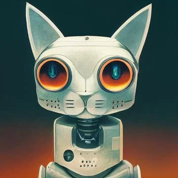Portrait of a cat robot Illustrazione stock
