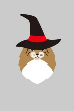 Portrait of cat, witch cat Stock Illustration