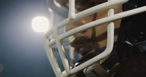 Portrait Of Caucasian Male American Football Player Stock Footage