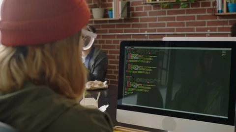 Portrait caucasian woman programmer coding network security software for startup Stock Footage 96903428