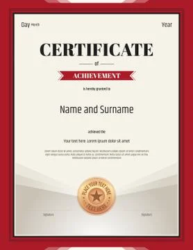 Portrait certificate of achievement template in vector format Stock Illustration