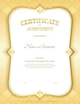 Portrait certificate of achievement template in vector with applied Thai ar.. Stock Illustration