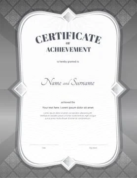 Portrait certificate of achievement template in vector with applied Thai ar.. Stock Illustration