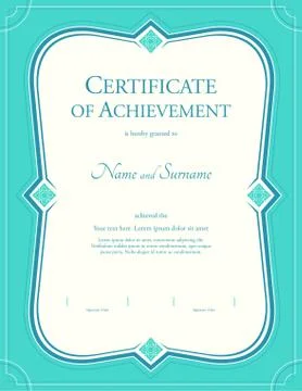 Portrait certificate of achievement template in vector with applied Thai ar.. Stock Illustration