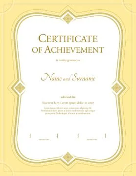 Portrait certificate of achievement template in vector with applied Thai ar.. Stock Illustration