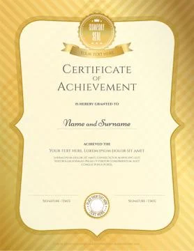 Portrait certificate of achievement template in vector with applied Thai ar.. Stock Illustration