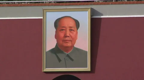 Portrait of Chairman Mao at the Tian'anmen Gate Stock Footage