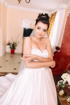 The portrait of the charming bride. Stock Photos