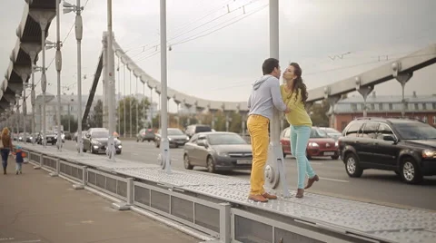 Portrait of a cheerful couple having fun outside Stock Footage 55336349