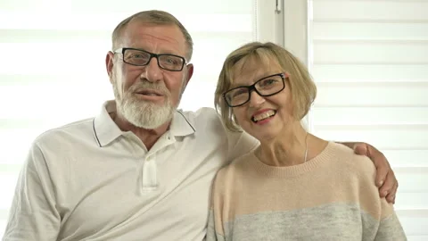 Portrait of a cheerful elderly couple. Stock Footage 141058020