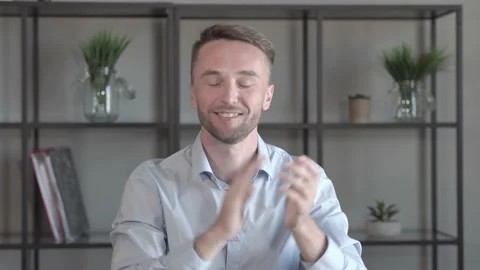 Portrait of Cheerful Man Clapping, Applauding Stock Footage 133369435