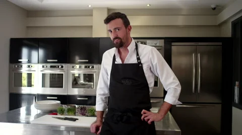 Portrait of chef at kitchen. Stock Footage 64116289